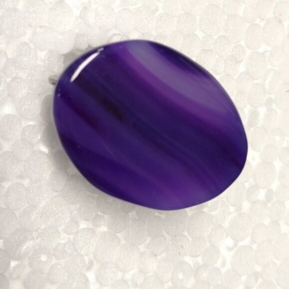 Purple Agate Oval Ring Adjustable Band - Picture 3 of 10